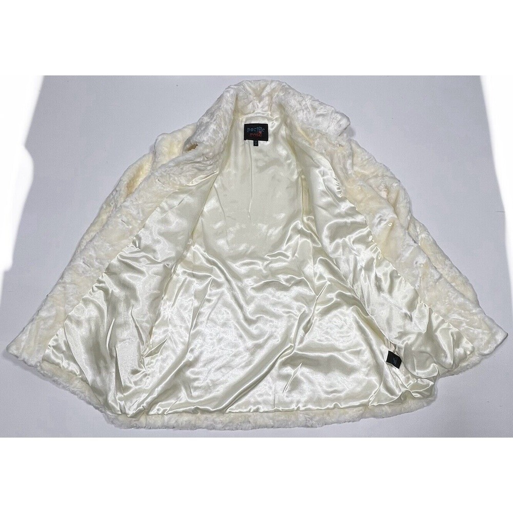 Pacific Rose Cream Faux Fur‎ with Buttons Women's Jacket Small - Picture 8 of 11